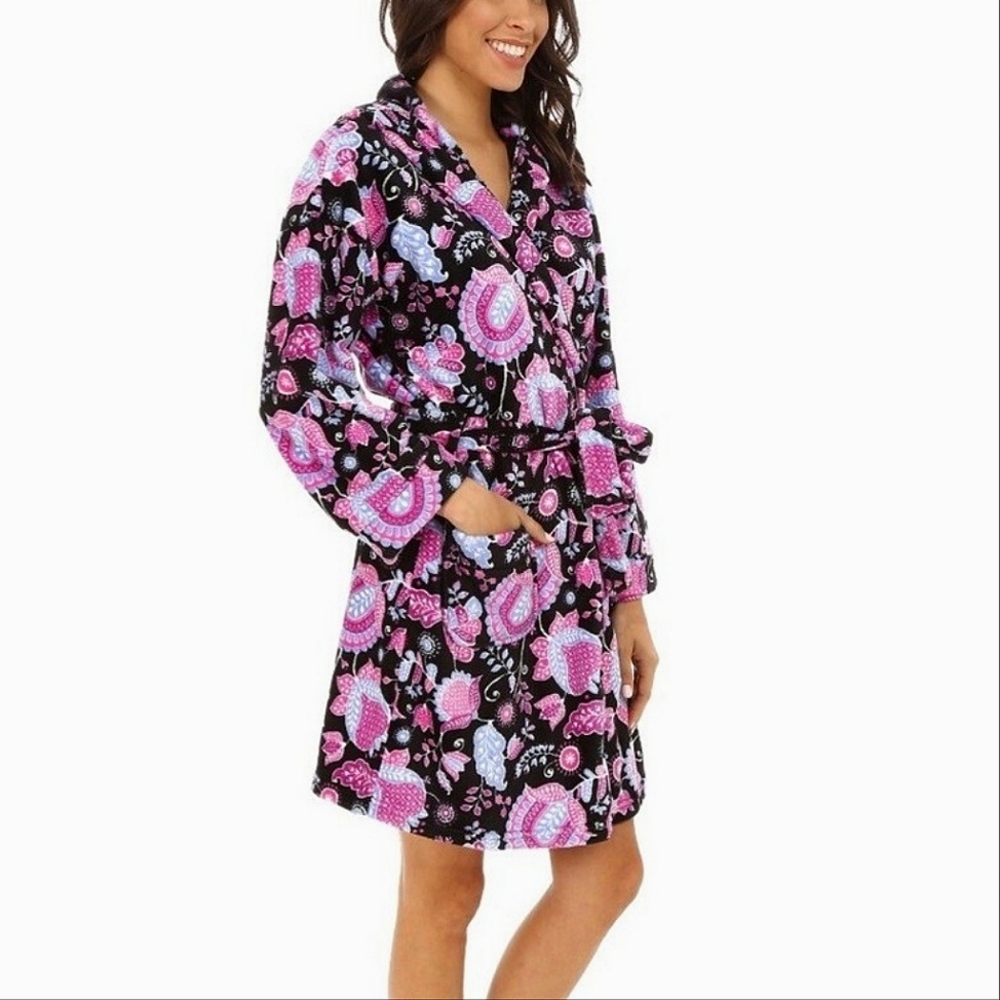 Vera Bradley | Alpine Black Purple Fleece Robe